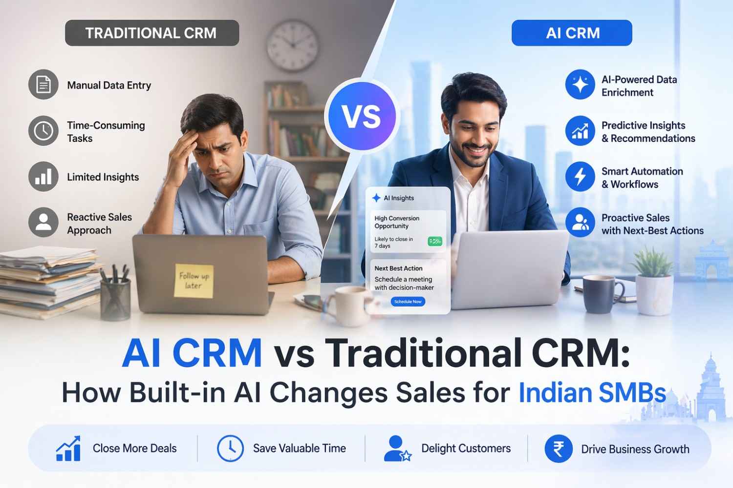 AI CRM vs Traditional CRM: How Built-in AI Changes Sales for Indian SMBs
